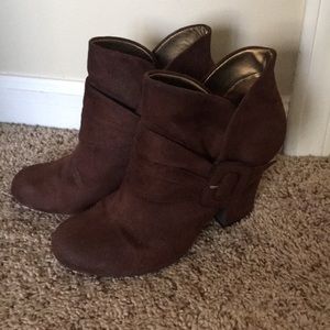 Brown suede like booties
